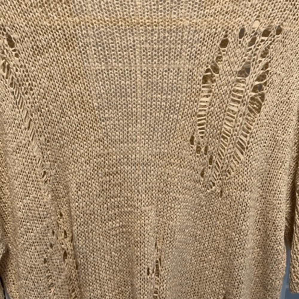 Kieu's Beige Oversized Open Knit Cardigan Button Front Lightweight S - Picture 6 of 9